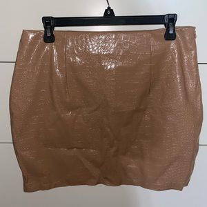 NEW Mocha Patent Mini Skirt